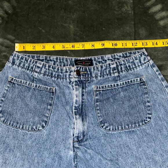 Vintage American Eagle Outfitters Denim Shorts Womens 6 Blue Front Patch Pockets - Picture 7 of 7